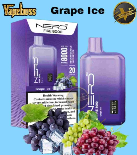 Nerd Fire Grape Ice 8000 Puffs Disposable Vape