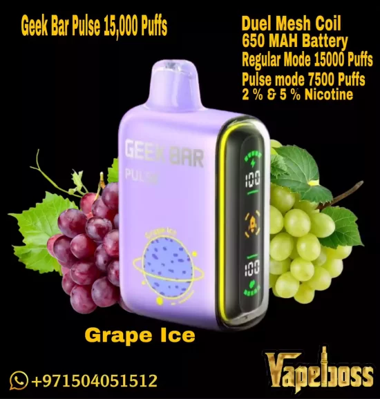 Geek Bar Pulse Grape Ice 15000 Puffs Dubai UAE